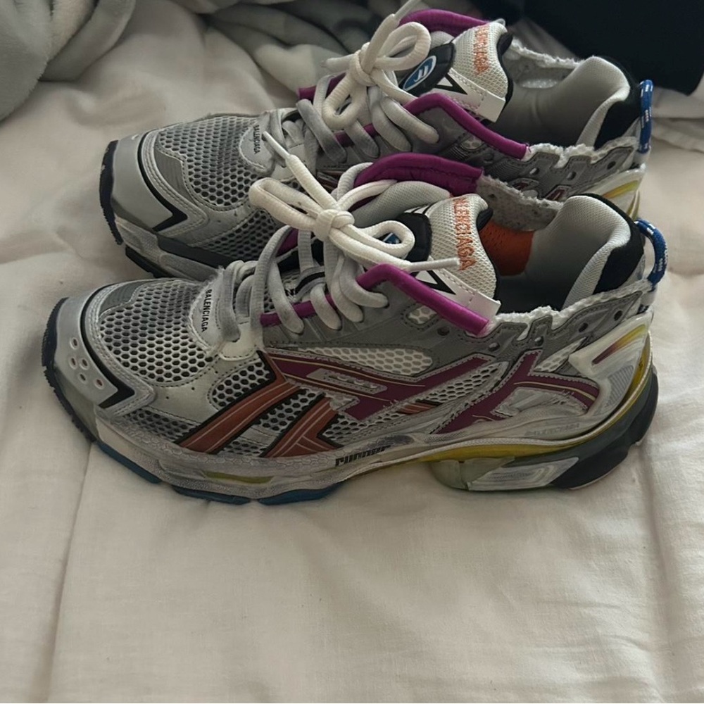 Balenciaga Gray and Purple Sneakers with Chunky Sole - Picture 2 of 4